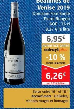 beaumes de venise 2019 domaine font sante pierre rougon aop