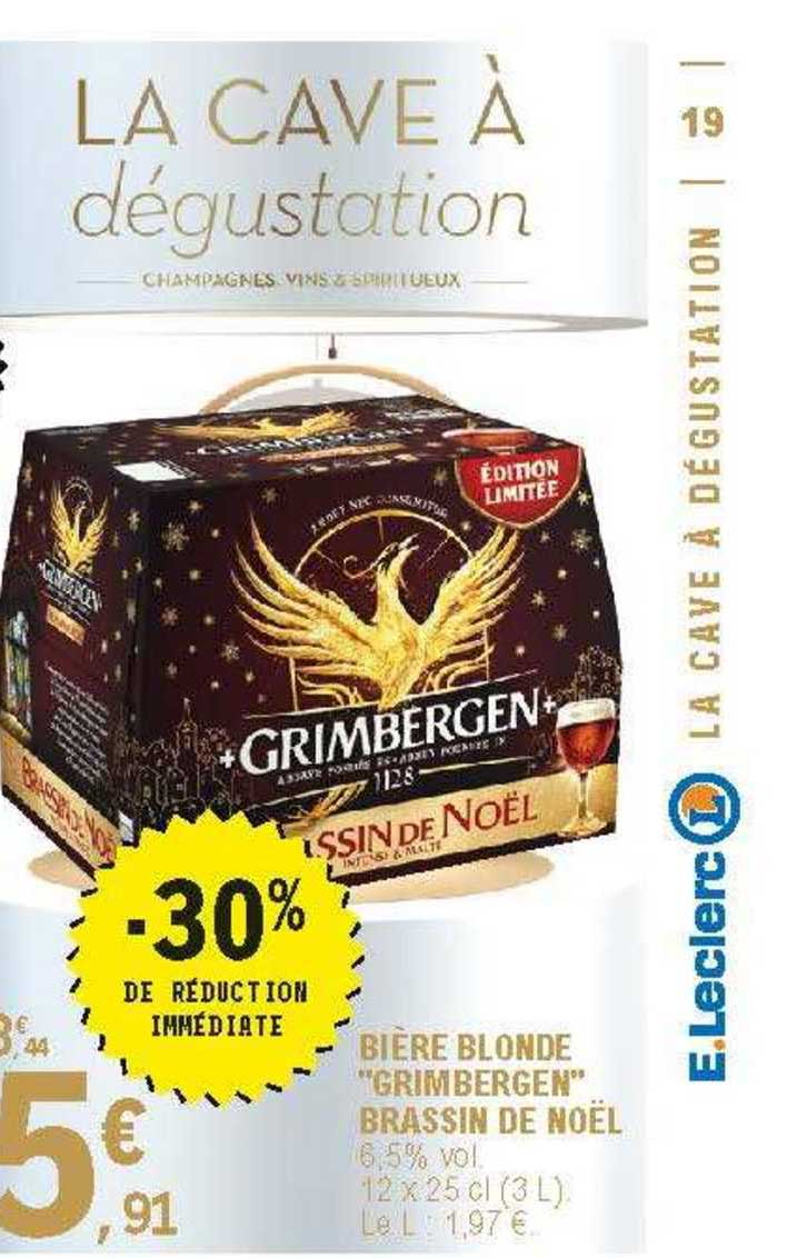 bière blonde "grimbergen" brassin de noël -30% de réduction immédiate
