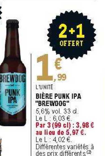 bière punk ipa "brewdog" 2+1 offert