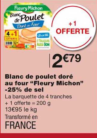 blanc de poulet doré au four "fleury michon" -25% de sel