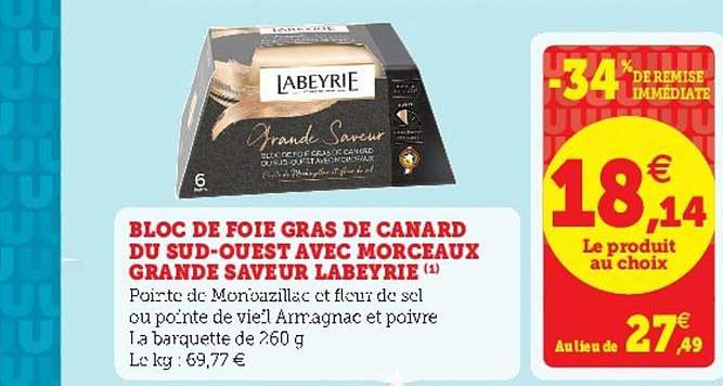 bloc de foie gras de canard du sud-ouest avec morceaux grande saveur labeyrie