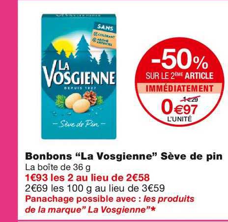 bonbons "la vosgienne" sève de pin