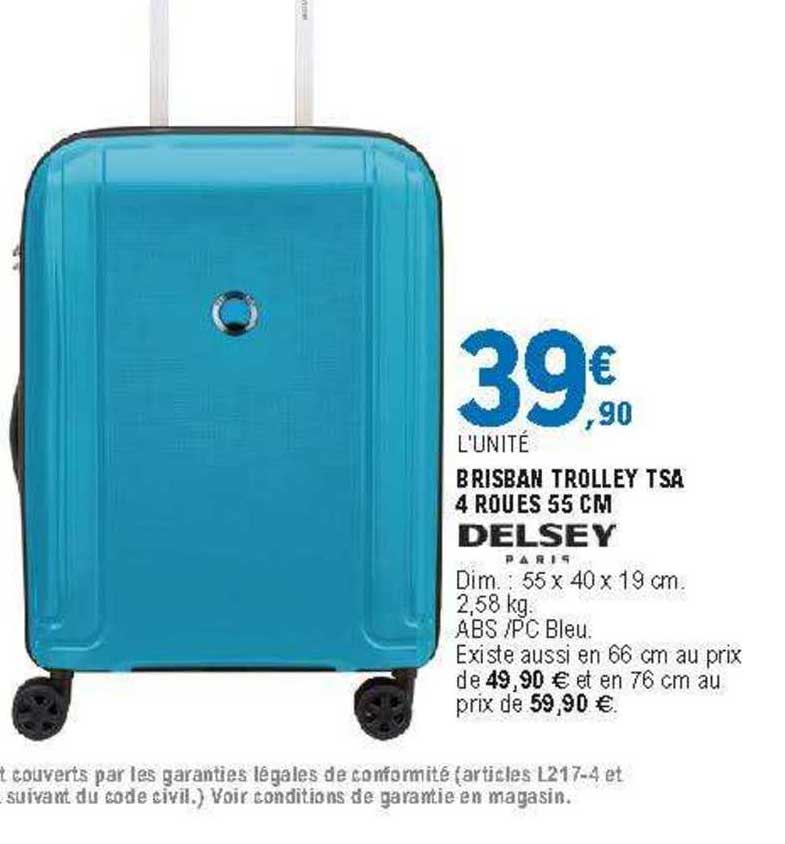 brisban trolley tsa 4 roues 55 cm delsey