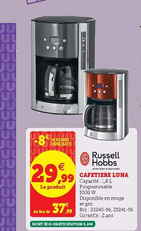 cafetière luna russell hobbs