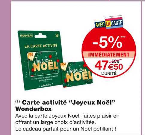 carte activité "joyeux noël" wonderbox