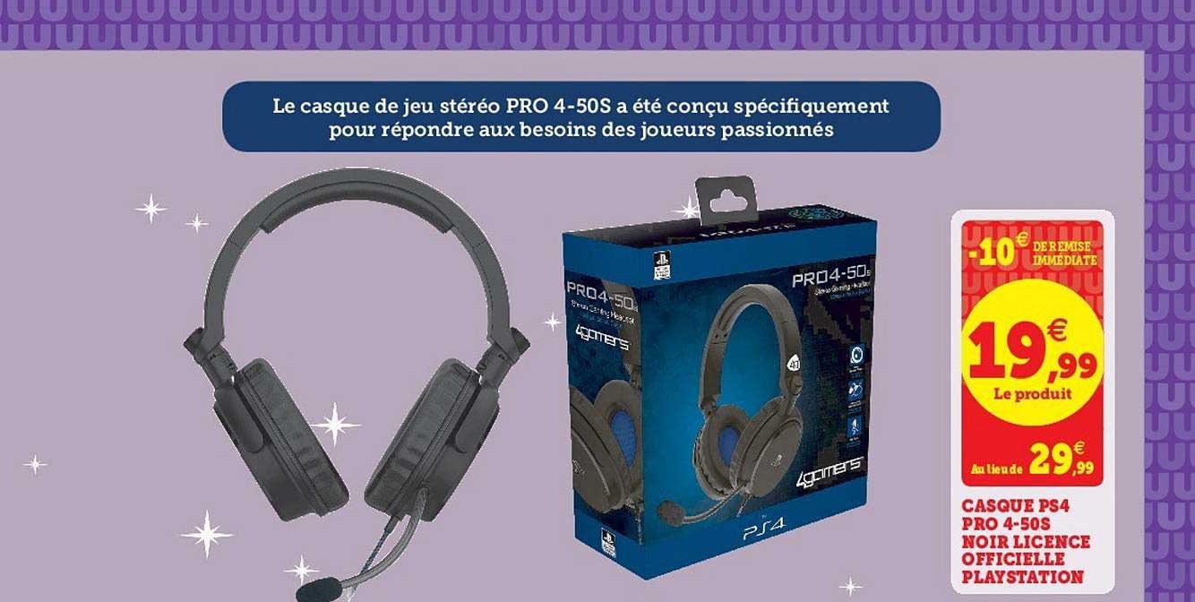 casque ps4 pro 4-50s noir licence officielle playstation