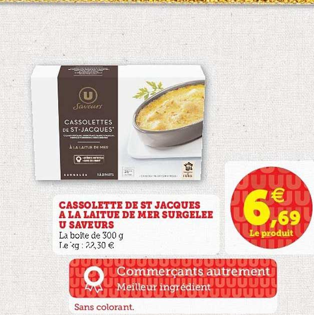 cassolette de st jacques à la laitue de mer surgelée u saveurs