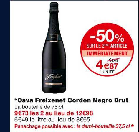cava freixenet cordon negro brut -50% sur le 2ème