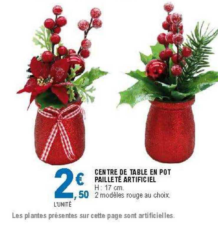 centre de table en pot pailleté artificiel