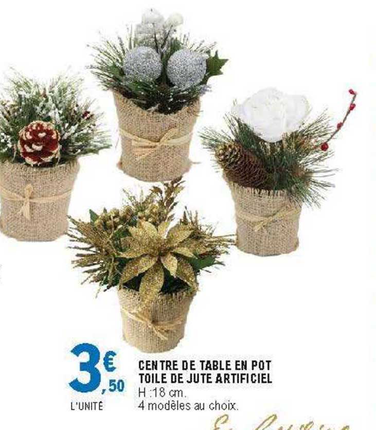 centre de table en pot toile de jute artificiel