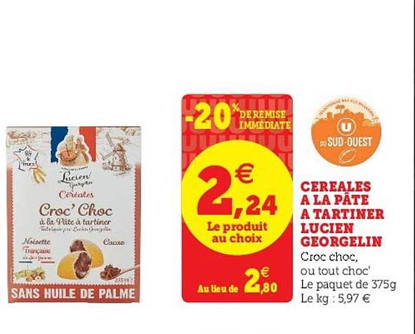 céréales à la pâte à tartiner lucien georgelin