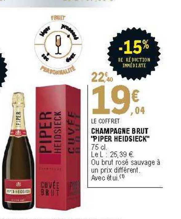 Champagne Brut "piper Heidsieck" -15% De Réduction Immédiate