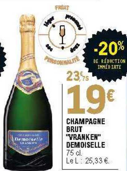 Champagne Brut "vranken" Demoiselle -20% De Réduction Immédiate