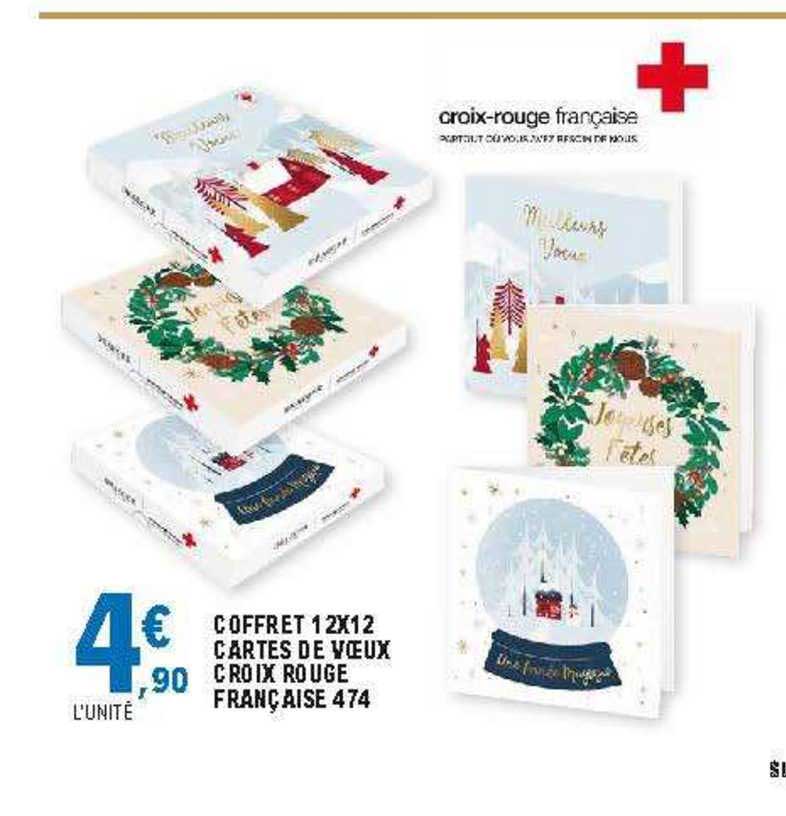 coffret 1 2x12 cartes de vœux croix rouge française 474