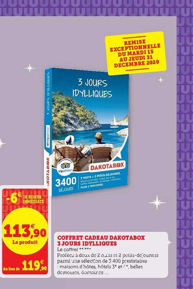 coffret cadeau dakotabox 3 jours idylliques