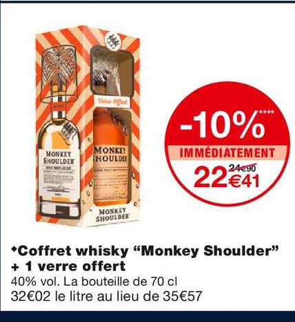 coffret whisky monkey shoulder + 1 verre offert