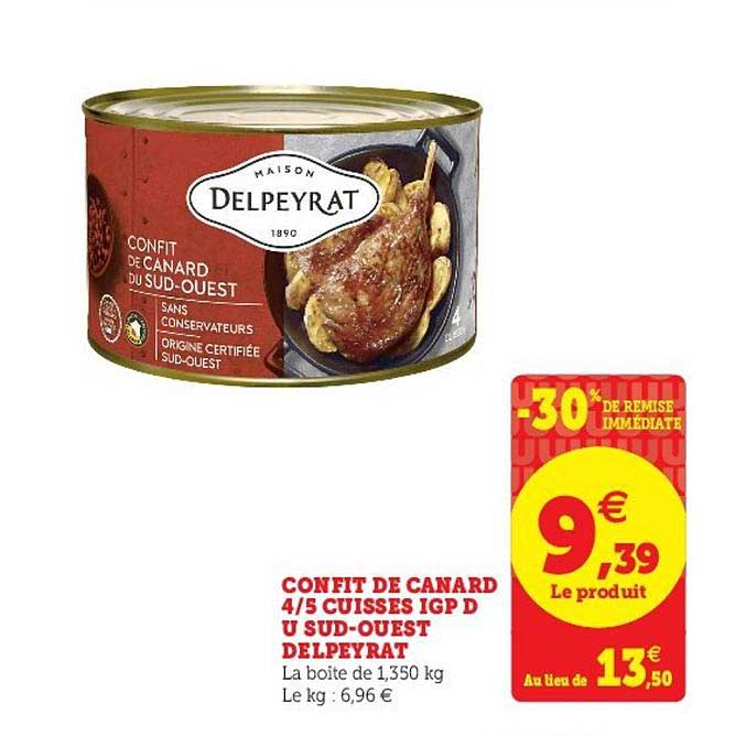 confit de canard 4-5 cuisses igp du sud-ouest delpeyrat