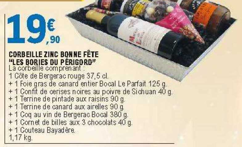 corbeille zinc bonne fête "les bories du périgord"