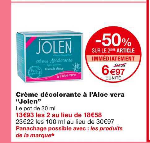 crème décolorante à l'aloe vera "jolen"