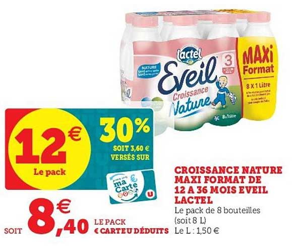 croissance nature maxi format de 12 à 36 mois éveil lactel