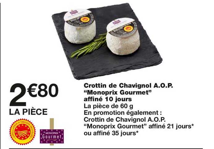crottin de chavignol aop monoprix gourmet affiné 10 jours