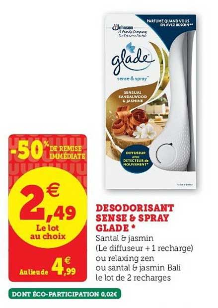 désodorisant sense & spray glade