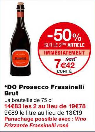 do prosecco frassinelli brut -50% sur le 2ème