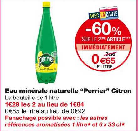 Eau Minérale Naturelle Perrier Citron -60% Sur Le 2ème
