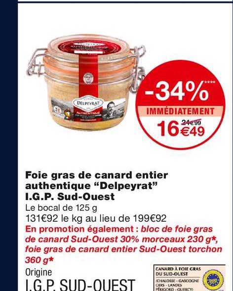 foie gras de canard entier authentique "delpeyrat" i.g.p. sud-ouest