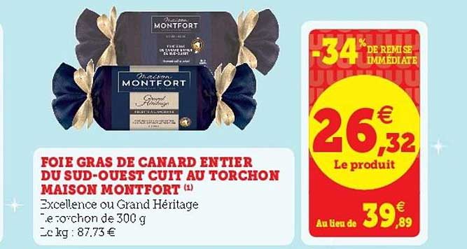 foie gras de canard entier du sud-ouest cuit au torchon maison montfort