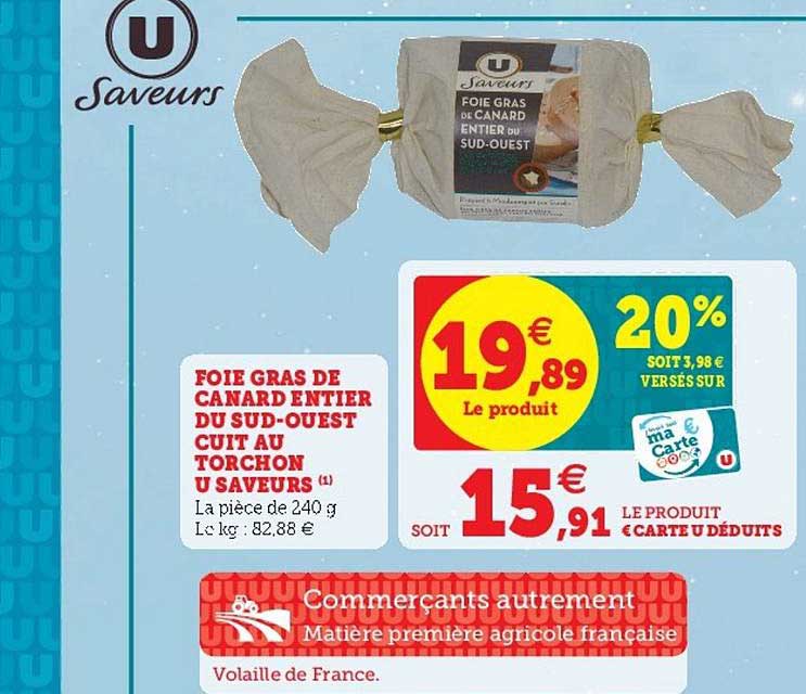Foie Gras De Canard Entier Du Sud-ouest Cuit Au Torchon U Saveurs