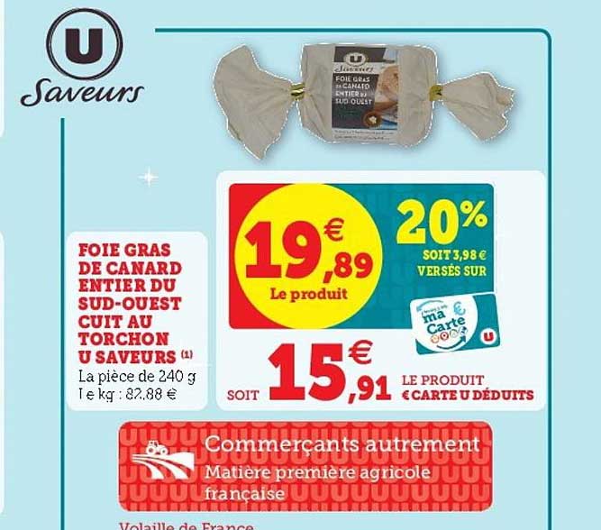 foie gras de canard entier du sud-ouest cuit au torchon u saveurs