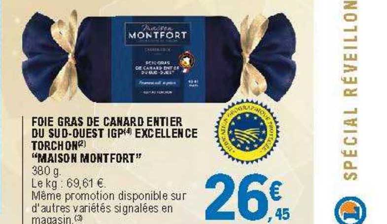 foie gras de canard entier du sud-ouest igp excellence torchon "maison montfort"
