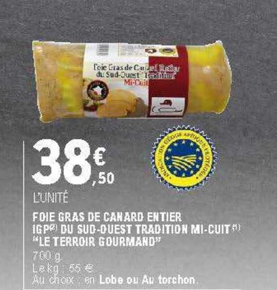 foie gras de canard entier igp du sud ouest tradition mi cuit "la terroir gourmand"