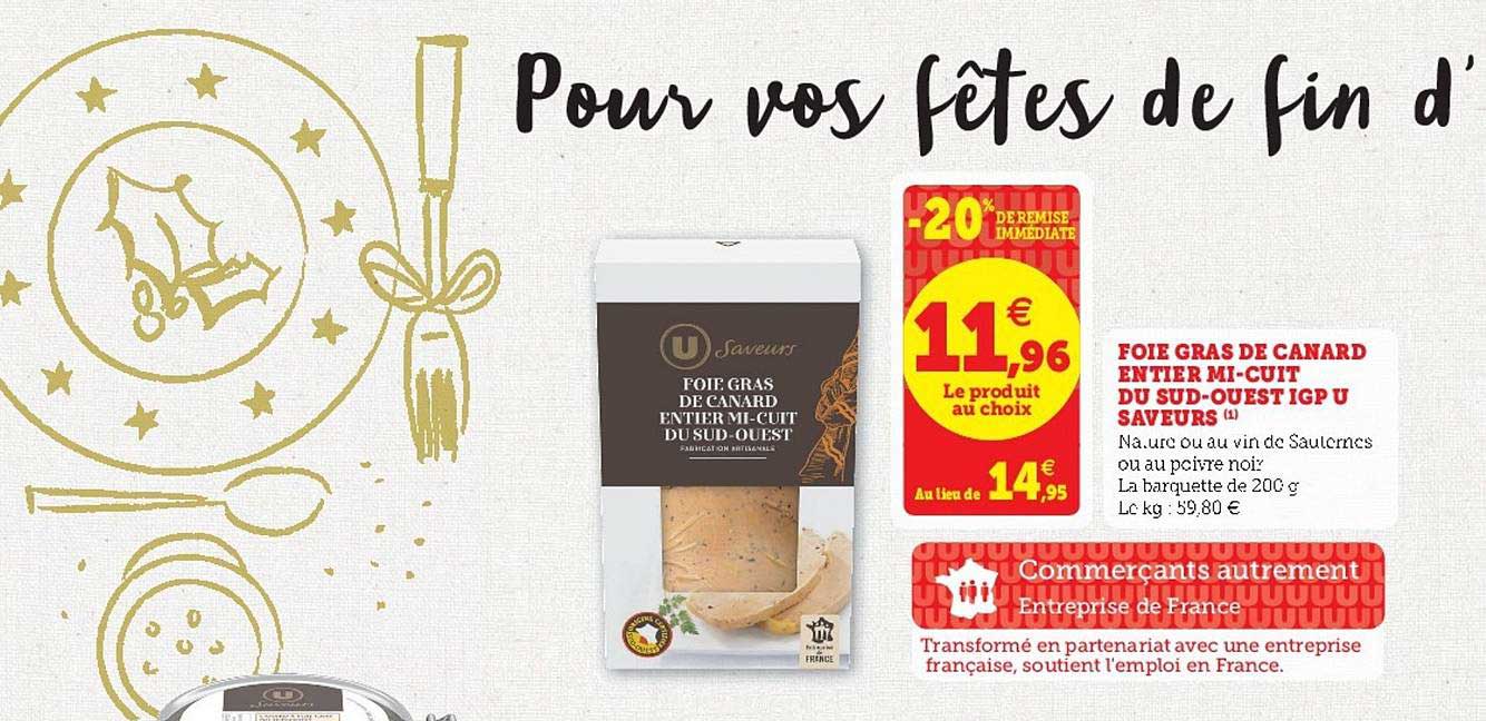 foie gras de canard entier mi-cuit du sud-ouest igp u saveurs