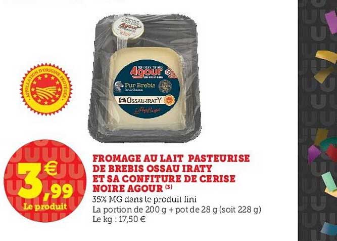 fromage au lait pasteurisé de brebis ossau iraty et sa confiture de cérise noir agour