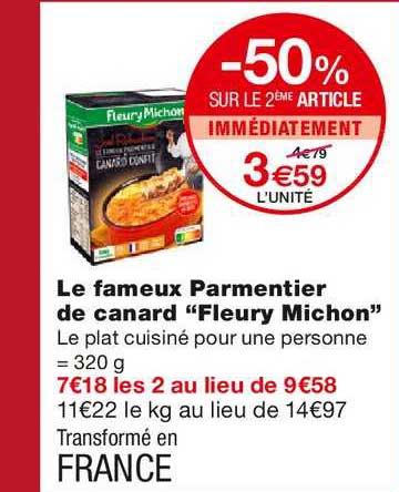 Le Fameux Parmentier De Canard "fleury Michon"