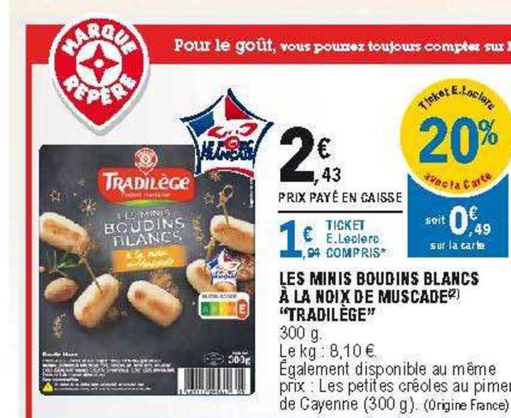 les minis boudins blancs à la noix de muscade "tradilège"