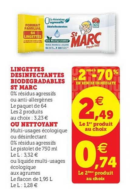 lingettes désinfectantes biodégradables st marc ou nettoyant