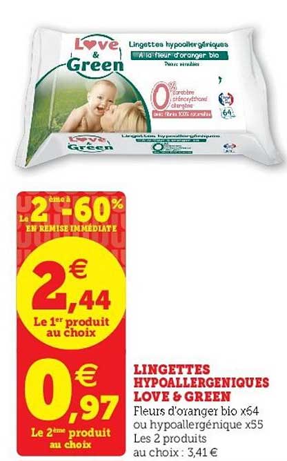 Lingettes Hypoallergeniques Love & Green