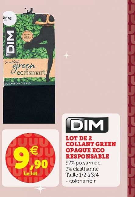 lot de 2 collant green opaque eco responsable dim