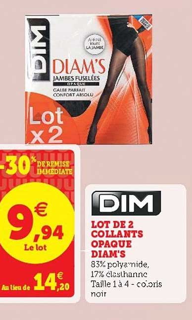 lot de 2 collants opaque diam's dim