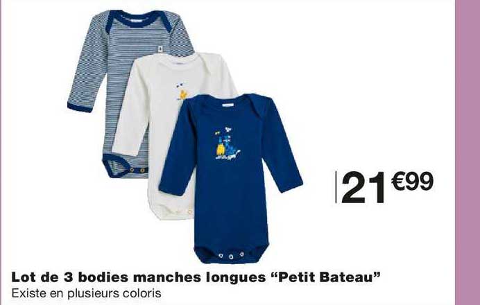 lot de 3 bodies manches longues "petit bateau"