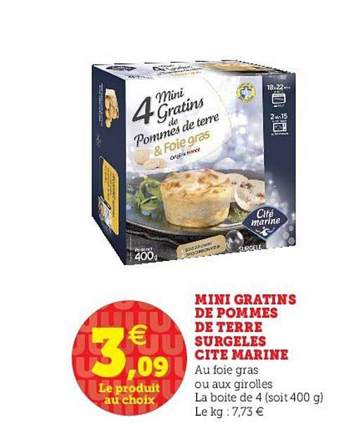 mini gratins de pommes de terre surgelés cité marine