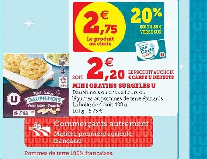 mini gratins surgelés u
