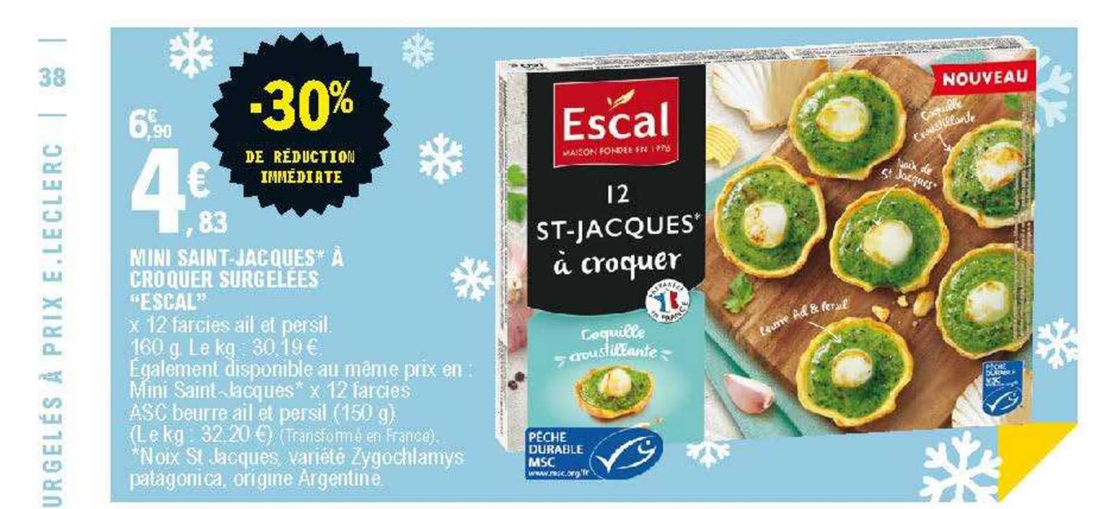 mini saint-jacques à croquer surgelées "escal"