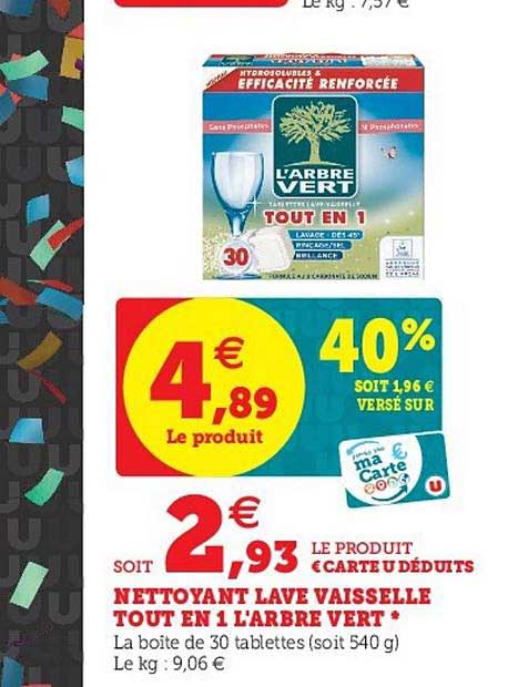 nettoyant lave vaisselle tout en 1 l'arbre vert