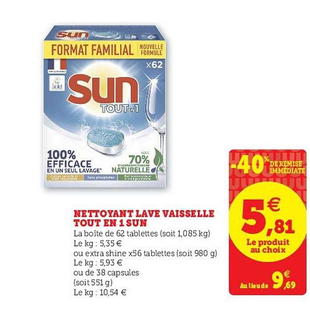 nettoyant lave vaisselle tout en 1 sun