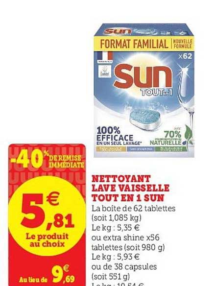 nettoyant lave vaisselle tout en 1 sun