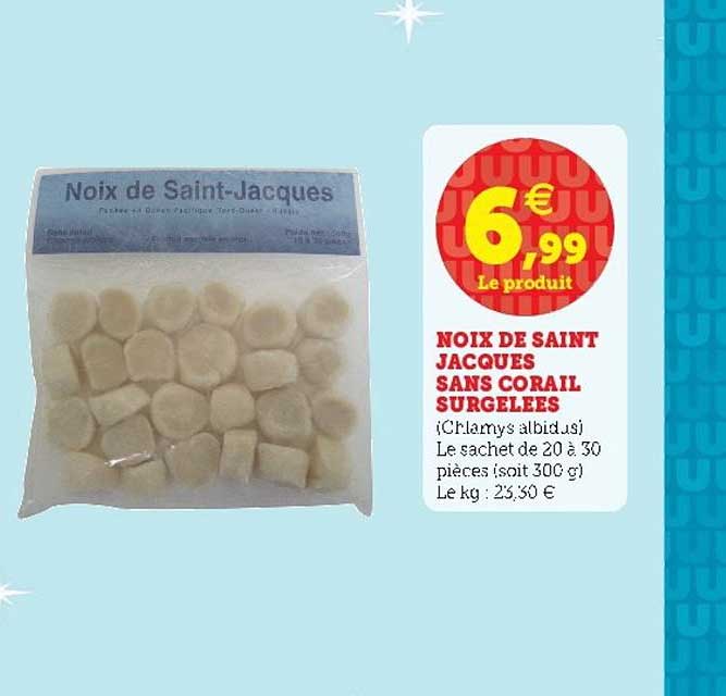 noix de saint jacques sans corail surgelées